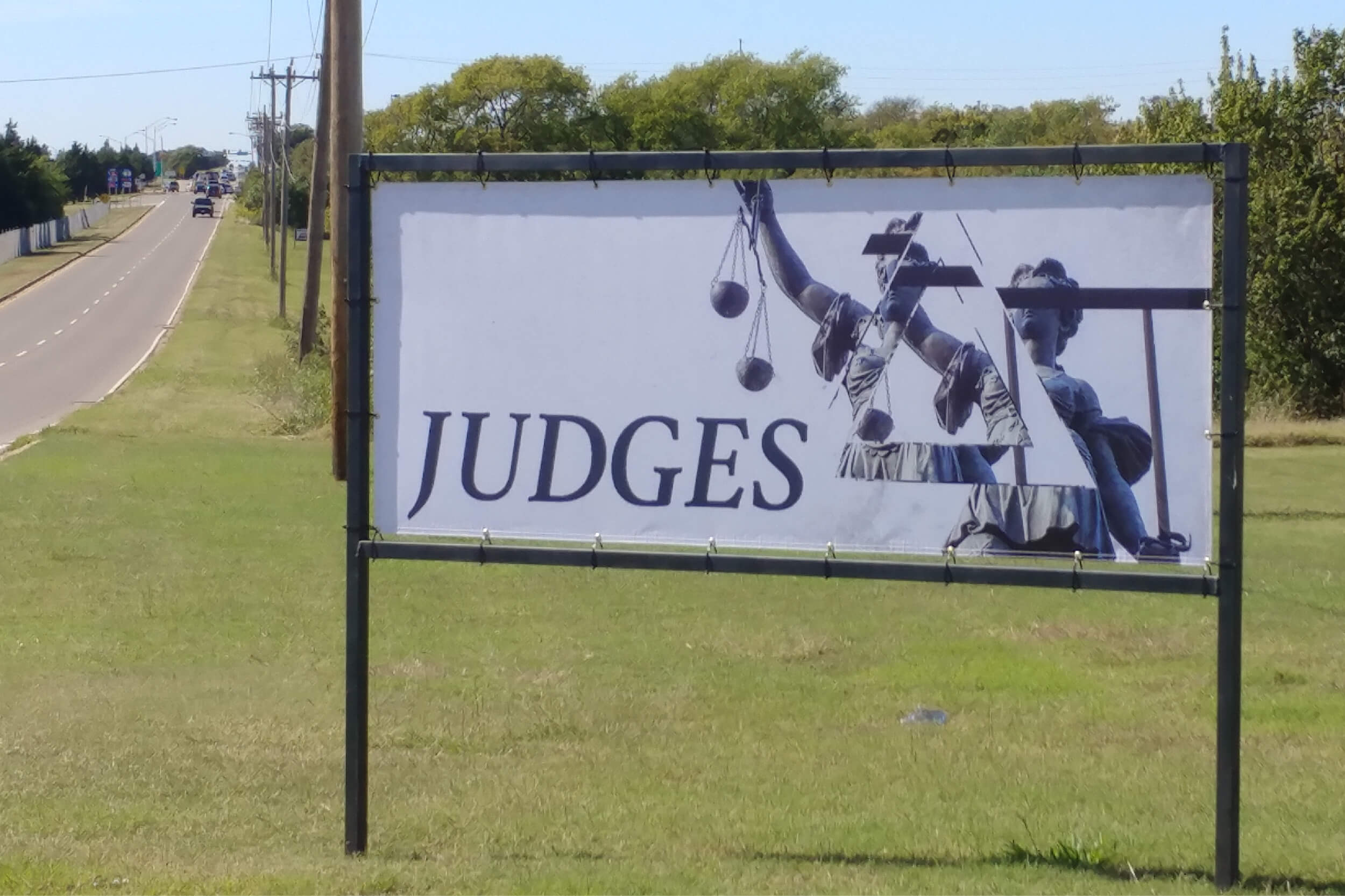 Banner Mounted in metal frame